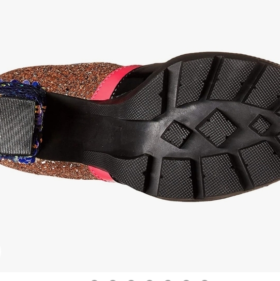 Gold Glitter Platform Ankle Boots with Chunky Heel - Picture 2 of 4